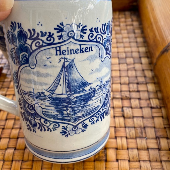 VTG Delft Blue GKB Handscreened Heineken Beer Steins & Delft Blue Delfino Plate - Picture 7 of 10